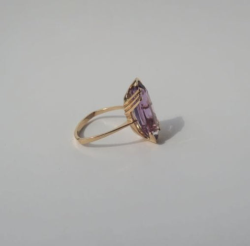 Bague 55 Bague cocktail améthyste rose de France ovale 58 Facettes