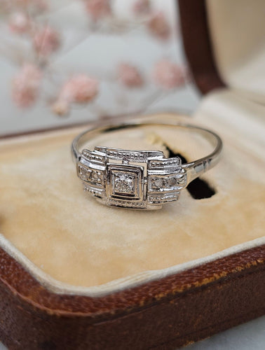 Bague 55 Bague Art Déco Diamants Or Blanc et Platine 58 Facettes 579