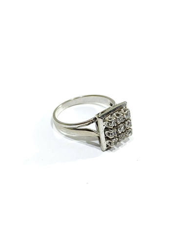 Bague 54 Bague Pavage 9 Diamants Or Blanc 58 Facettes