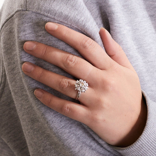 Bague 53 BAGUE MARGUERITE DIAMANTS EN PLATINE 58 Facettes