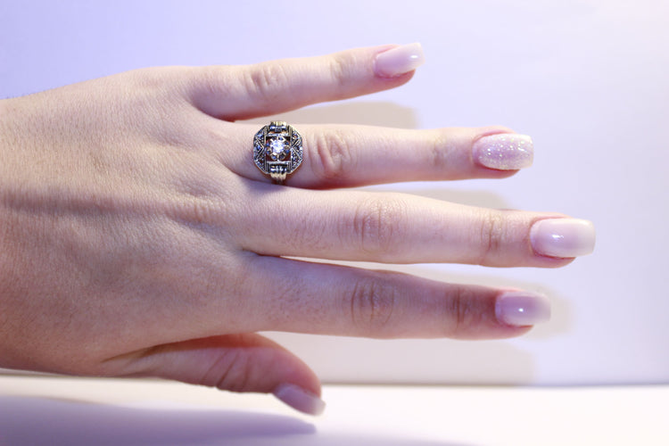 Bague 53 Bague Or blanc Oxyde de zirconium 58 Facettes