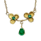 Collier pendentif trilobé en or jaune 18 carats et émeraudes