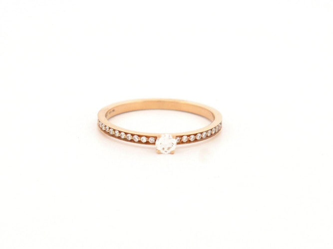 Bague 53 bague VANRYCKE solitaire pavee diamants en or rose 18k t53 58 Facettes 270294