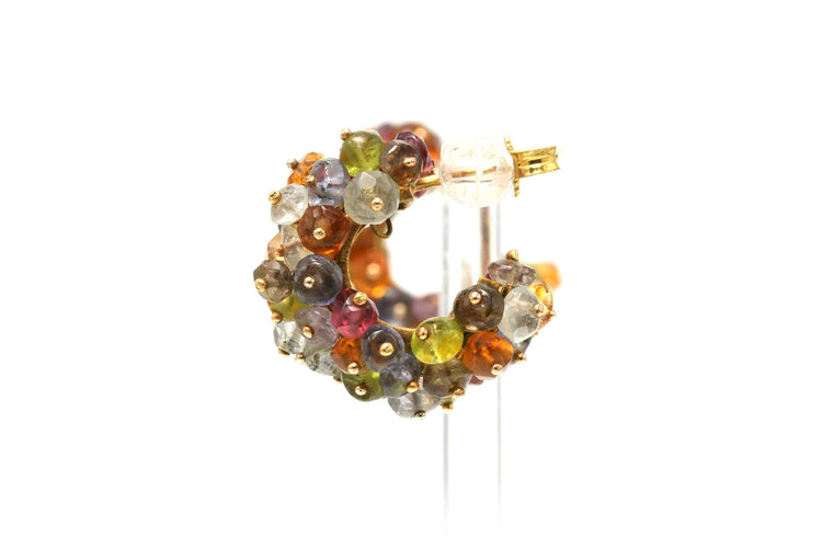 Boucles d'oreilles Boucles d'oreilles contemporaines or jaune et pierres multiples 58 Facettes 22750