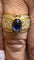 Bague en or jaune saphir cabochon et diamants