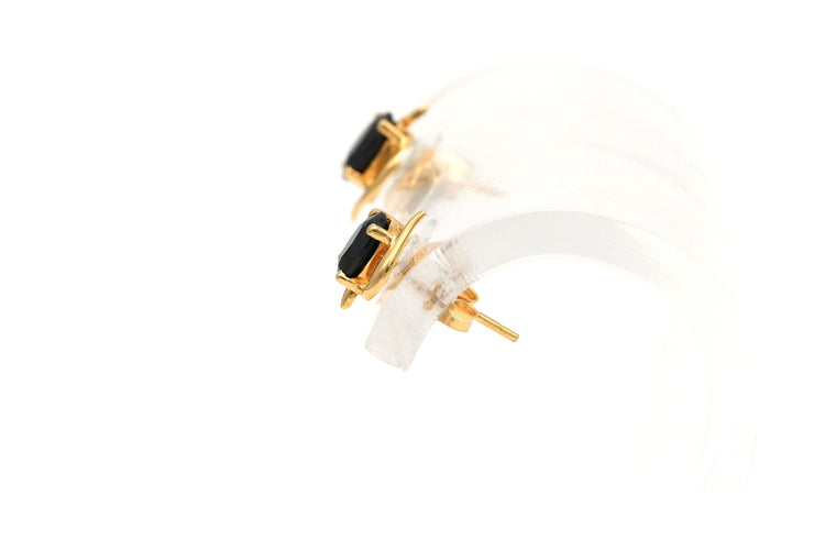 Boucles d'oreilles Boucles d'oreilles contemporaine en or jaune 18 carats serties de saphirs 58 Facettes B669