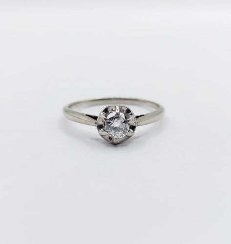 Bague 53 Bague solitaire art deco or blanc 18k diamant 0,22 carat (circa 1930) 58 Facettes A06143