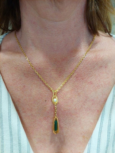 Pendentif PENDENTIF MODERNE PERLE ET TOURMALINE 58 Facettes 087861