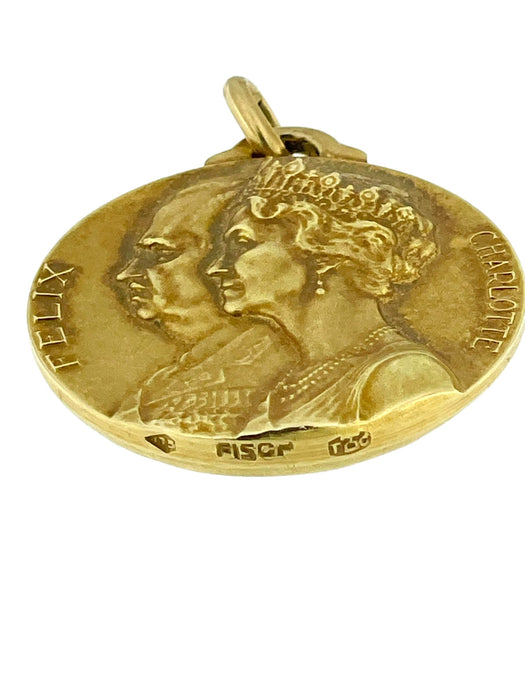 Pendentif Médaille or jaune de René Cliquet Grands-Ducs et Grandes-Duchesses de Luxembourg