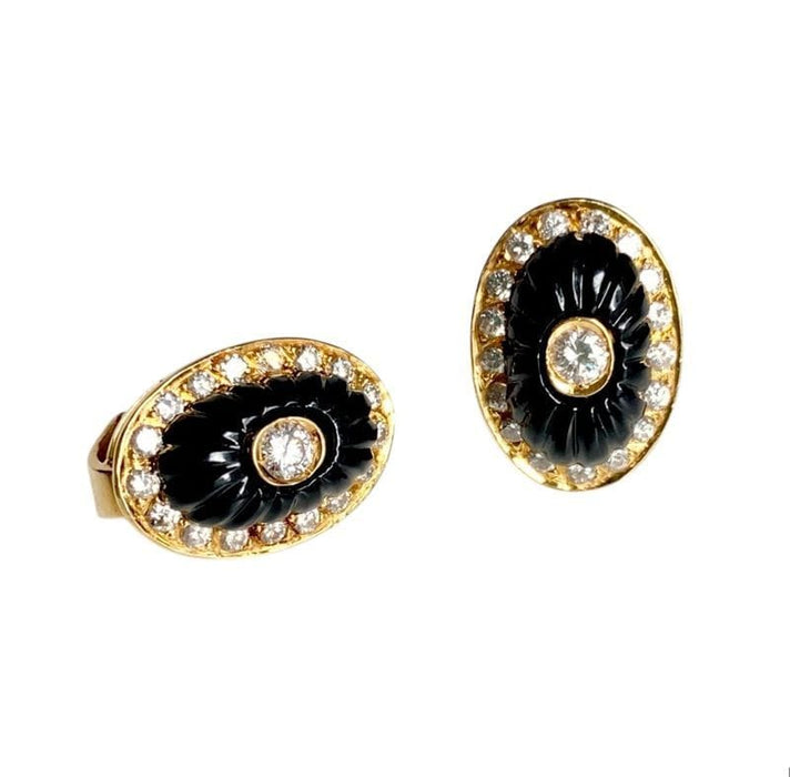 Boucles d'oreilles Boucles d’oreilles or jaune, onyx et diamants 58 Facettes