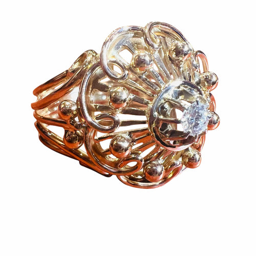 Bague Bague  or jaune 18 carats sertie d'un diamant époque 1940 58 Facettes 7468 A