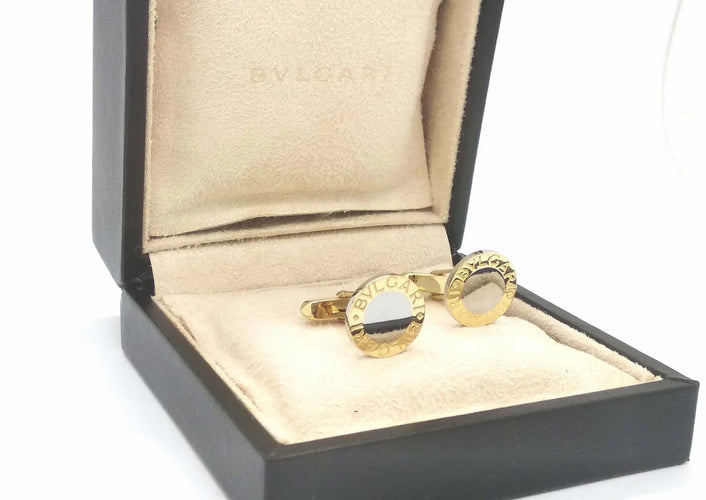 Boutons de manchette Boutons de manchette Bulgari en or et acier, diamètre 17 mm 58 Facettes 20996