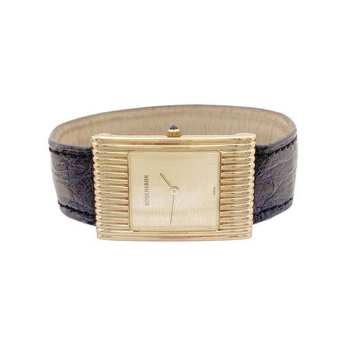 Montre Montre Boucheron, "Reflet", or jaune, cuir. 58 Facettes 35116