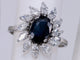 Bague 53 Bague en or blanc Saphir Bleu Ovale et Diamant Marquise 58 Facettes BA-150