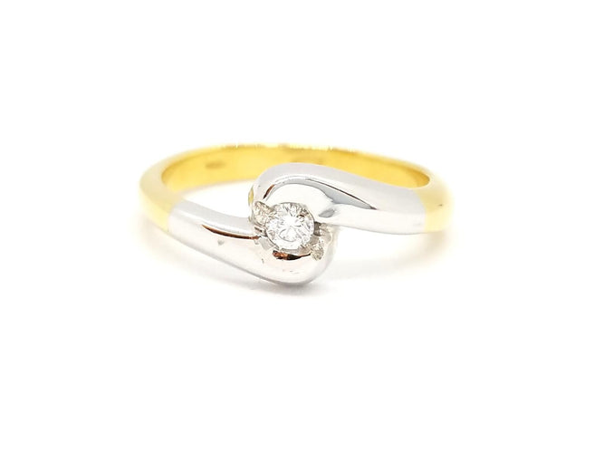 Bague 53 Bague Solitaire Or jaune, Or blanc Diamant 58 Facettes 730600CN