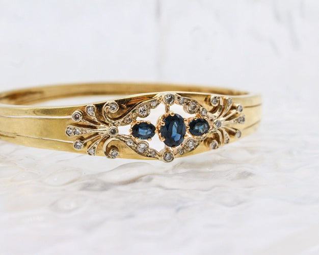 Bracelet Bracelet jonc or jaune 3 saphirs 58 Facettes 240572