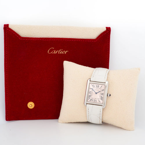 Montre Cartier - Montre Tank Solo cadran rose romain édition limitée 58 Facettes