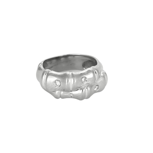 KORLOFF - Bague Bambou en Or blanc et Diamants