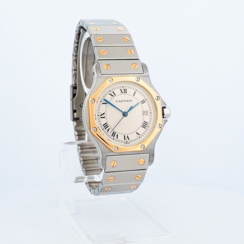 Montre Cartier - Montre Santos Octagone - Cadran romain ivoire - LM 58 Facettes