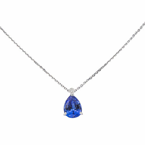 Collier Collier Or blanc Tanzanite, Diamant 58 Facettes 4423605RV