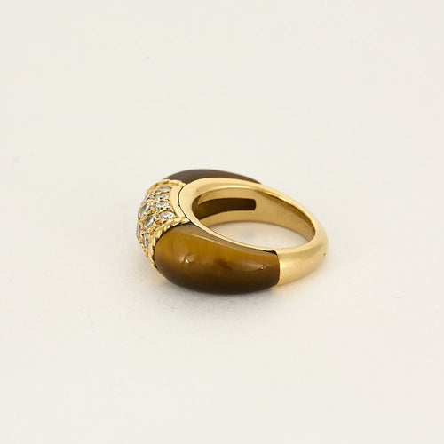 Bague 45 VAN CLEEF & ARPELS - Bague philippines or jaune oeil de tigre et diamants 58 Facettes