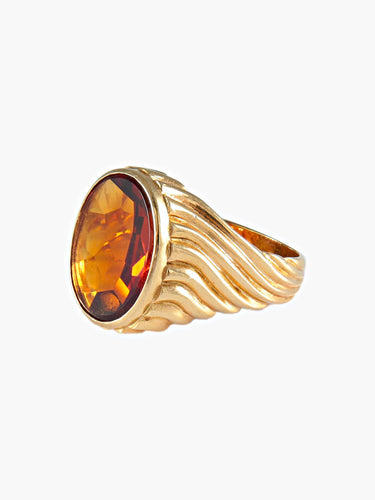 Bague 51 Bague Godron Or Jaune Citrine Madère 58 Facettes