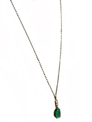 Collier Collier Or Blanc 18K Emeraude et diamants 58 Facettes