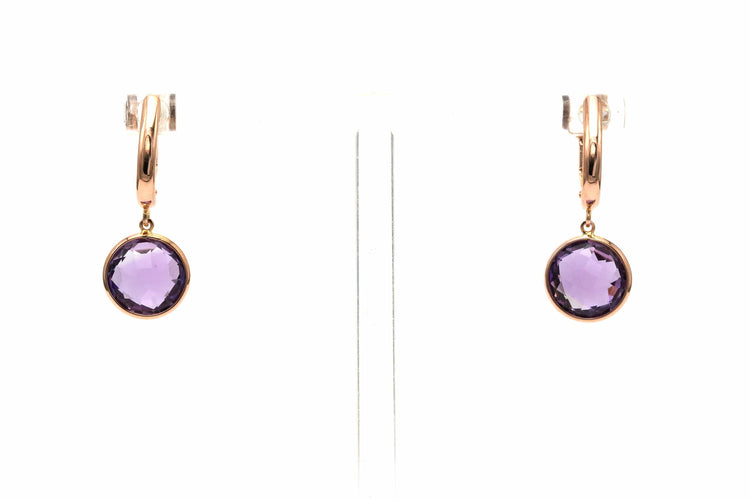Boucles d'oreilles Boucles d'oreilles contemporaines serties d'améthystes en or rose 18 carats 58 Facettes 23286