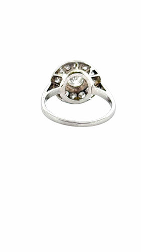 Bague 52 Bague ronde ancienne en platine et diamants 58 Facettes