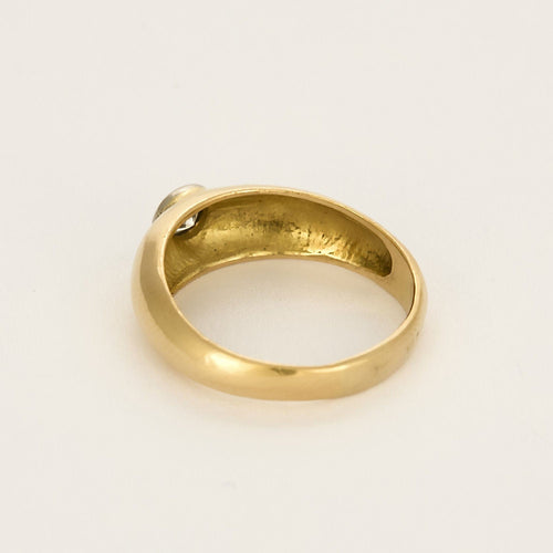 Bague jonc en or jaune, or blanc et diamant