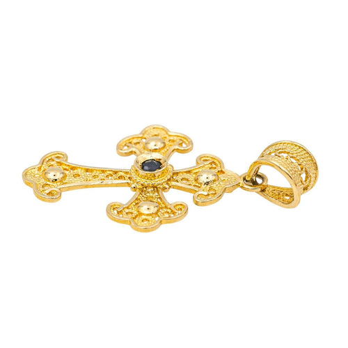 Pendentif Pendentif Croix Or jaune Saphir 58 Facettes 2622579CN