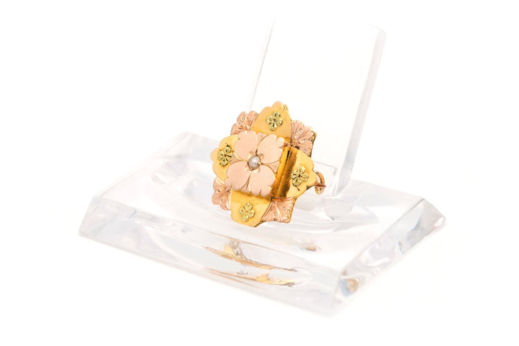 Broche Broche Art Nouveau en or jaune 18 carats sertie d'une perle 58 Facettes B653