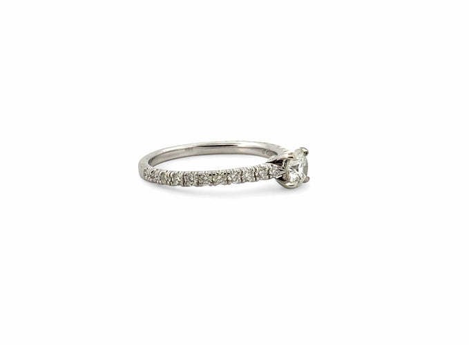 Bague 53 Cartier - Solitaire en platine et diamants 58 Facettes