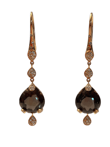 Boucles d'oreilles pendantes Pasquale Bruni - Sissi en or jaune 18 carats, quartz fumé et diamants