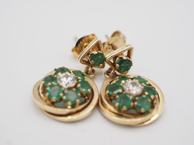 Boucles d'oreilles Boucles d'oreille émeraude marguerite 58 Facettes
