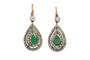 Antique yellow Gold and Silver Earrings with Emeralds and Diamonds