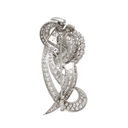 Broche Broche en or 18K et platine avec 6,50 ct de diamants taille brillant et ancienne - Vers 1970 58 Facettes FB10428