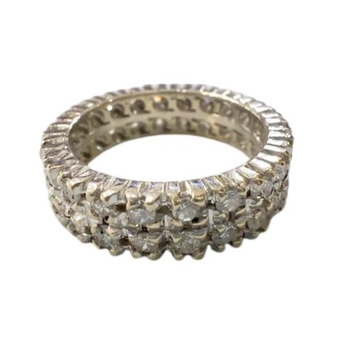 Bague Bague pour femme au design classique, en or blanc avec diamants 58 Facettes Q798(461)