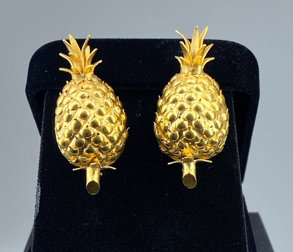Paire de boucles d’oreilles Ananas en or jaune 18 carats