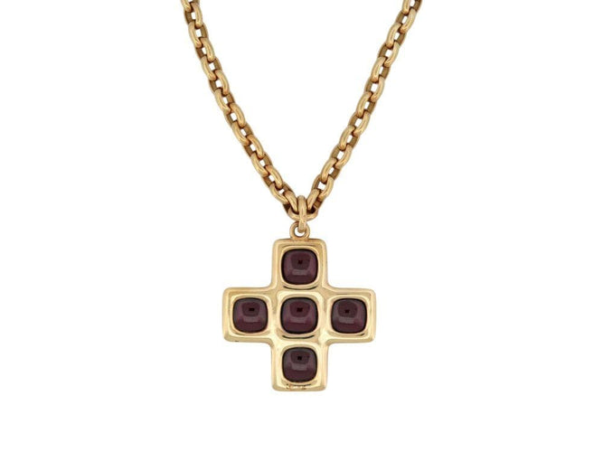 Collier collier POMELLATO pendentif croix grenats + chaine en or 18k 81gr 58 Facettes 267203