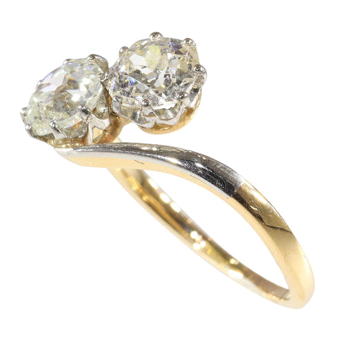 Bague 55 Héritage de l'amour : la bague de fiançailles vintage « Toi et Moi » 58 Facettes 15181-0103