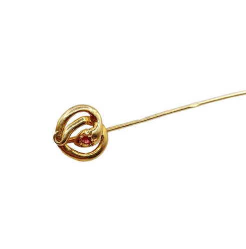 Épingle à foulard antique serpent en or 18k et pierre rouge 58 Facettes A06322