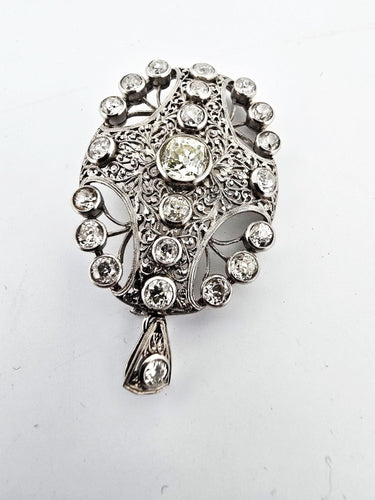 Broche Broche en or blanc sertie de diamants taille ancienne 58 Facettes