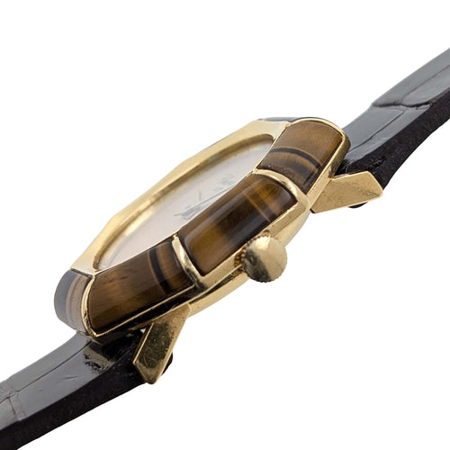 Montre Chopard Ellipse Rarity 5045 1 Jewelry Watch Tiger Eye Stone 18k Yellow 58 Facettes