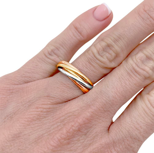 Bague 52 Bague Cartier, "Trinity 7 anneaux", trois ors. 58 Facettes 35273