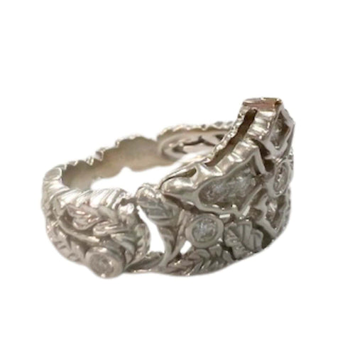 Bague 53.5 Bague contemporaine du 20ème siècle en or 18 kt avec diamants 9 unités 58 Facettes Q125B