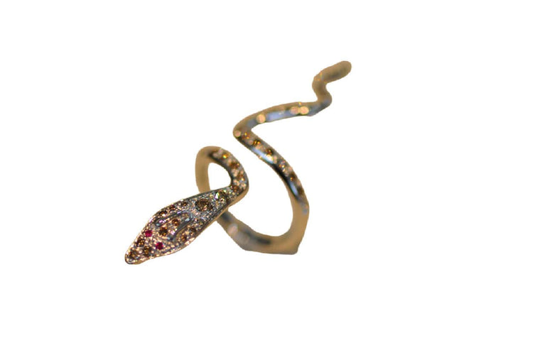 bague grand serpent en or blanc avec diamants naturels