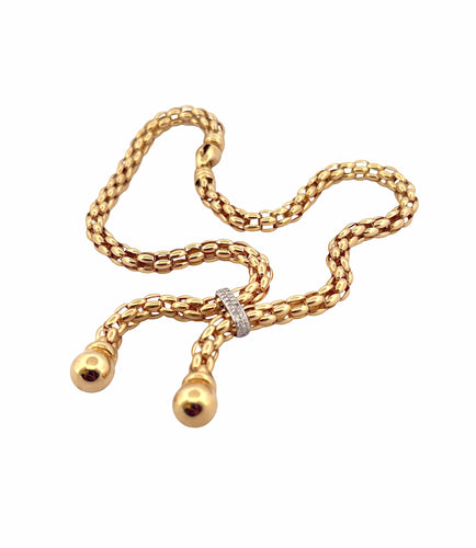 Collier Collier maille Popcorn à pompons en or 18 carats 58 Facettes