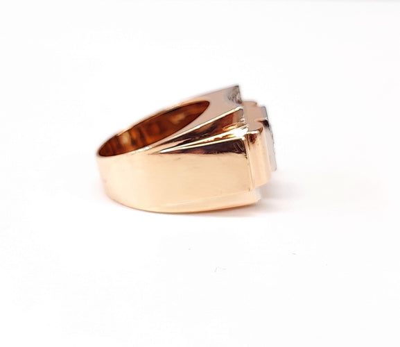 Bague 54 Bague Tank diamants en or rose et platine 58 Facettes Bag.Tank.Dt-1323