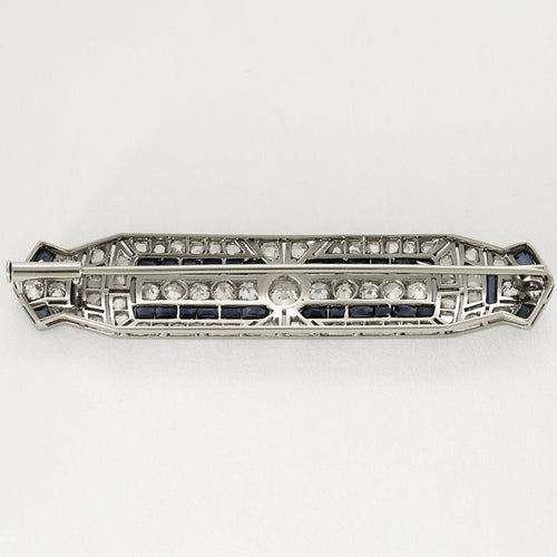 Broche Broche art déco or blanc, diamants et saphirs 58 Facettes PL10